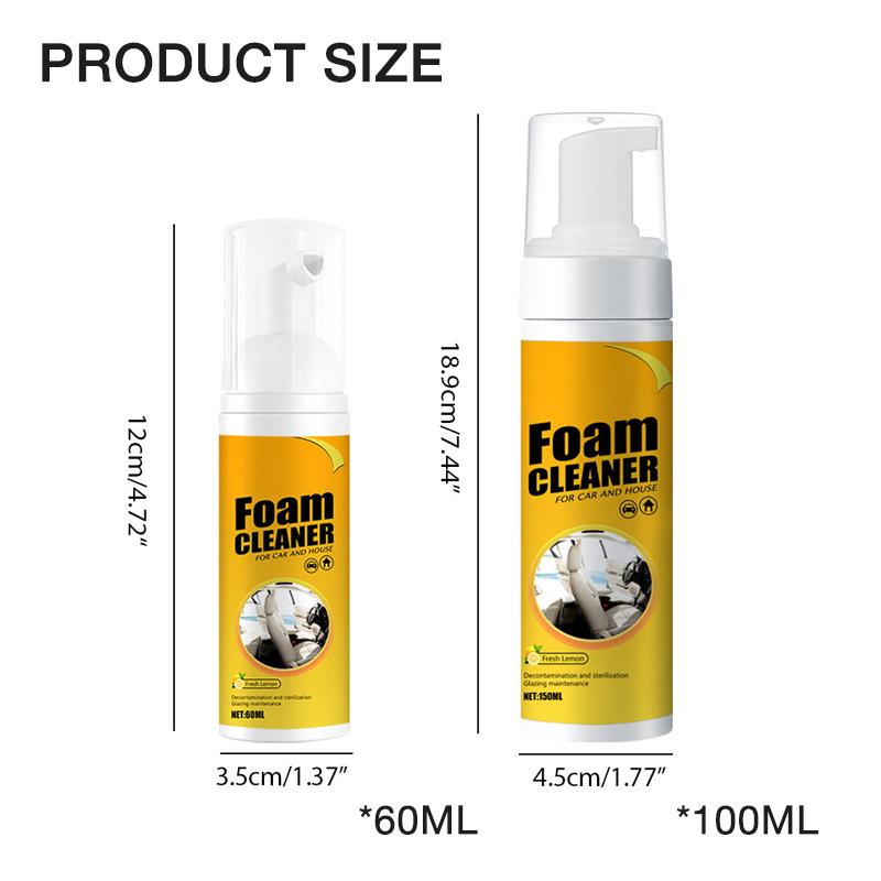 SEAMETAL 150/60ML Multi-Purpose Foam Cleaner Spray Leather Cleaning Auto Home Surfaces Foam Cleaners for Car Wash Maintenance