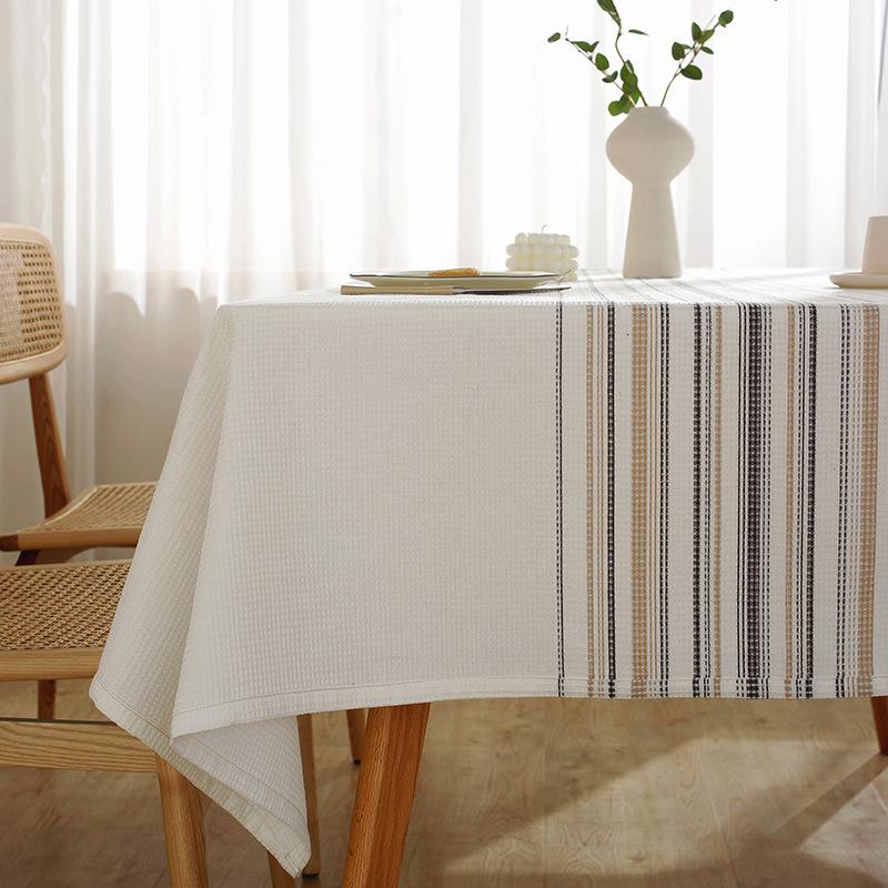 Simple Striped Tablecloth Cover Dining Table Cloth Tablecloth Table Mat Waffle Fabric
