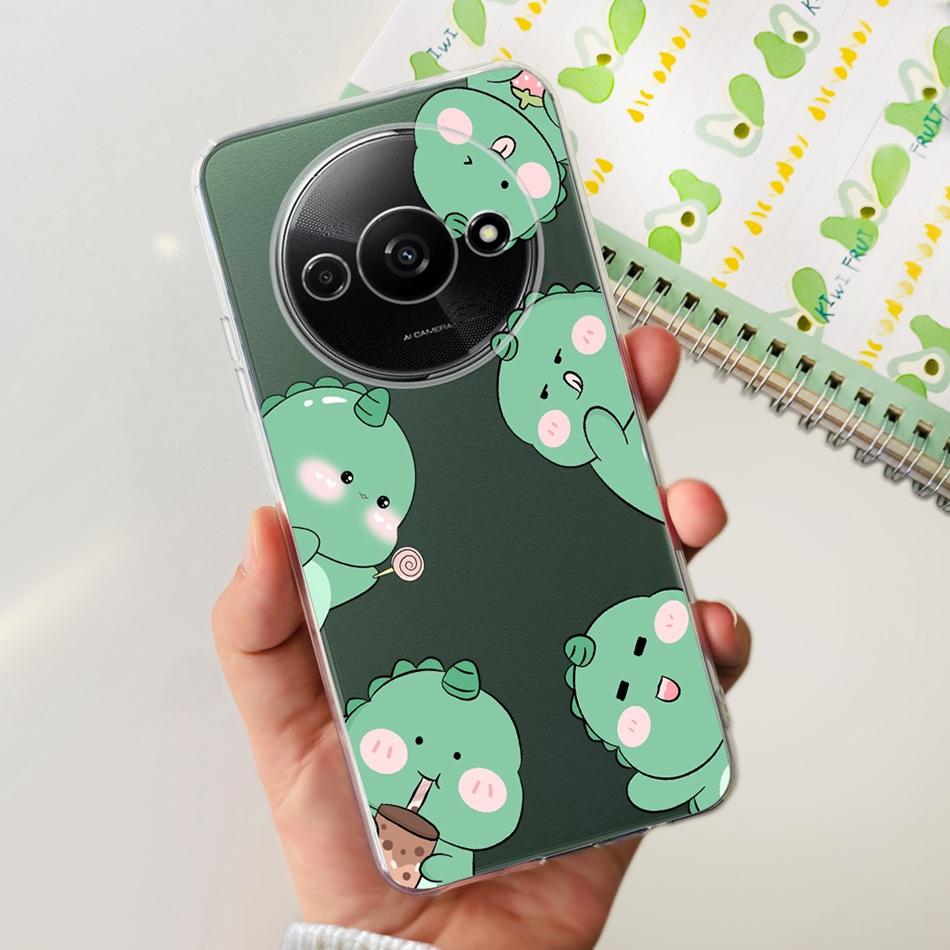 For Xiaomi Redmi A3 Case RedmiA3 A 3 4G 2024 Elegant Printing Soft Silicone Clear TPU Slim Phone Back Cover