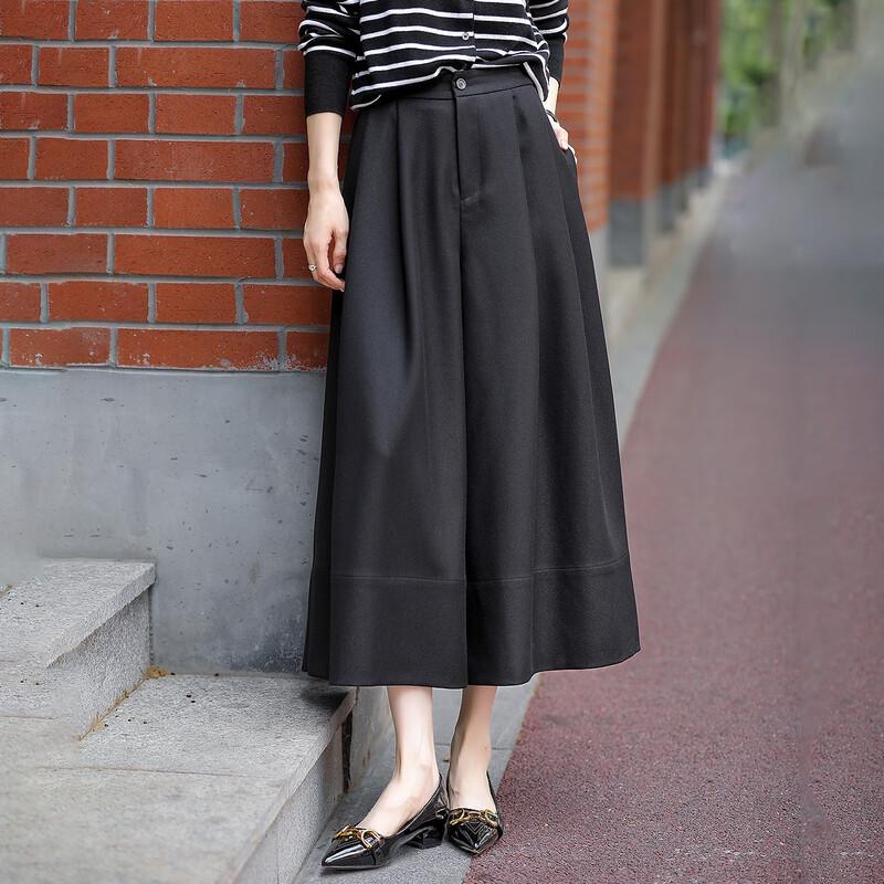 Demana Women's Pleated Wide-Leg Cropped Commuter Pants