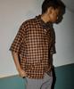 Pilpeu Gingham Check Cabra Half Shirts (Brown)