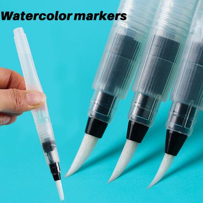 3-18 Watercolor Brush Set, White Nylon, with Water Storage Function, DIY Painting Tools, Suitable for School and Outdoor Use