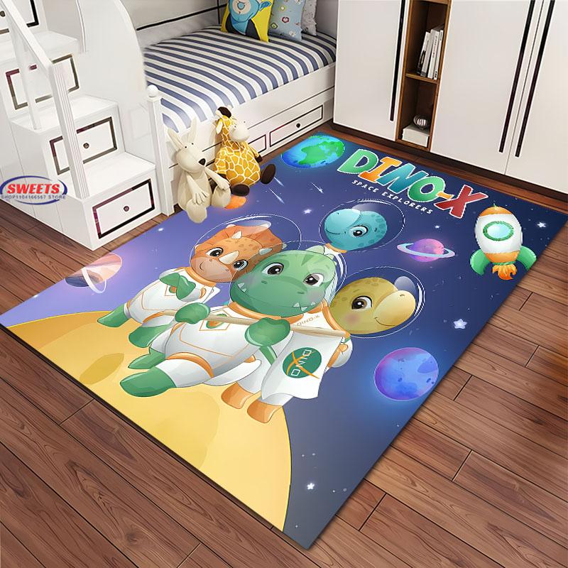 Cartoon Dinosaur Space Carpet for Living Room Cartoon Childrens Bedroom Rug Sofa Doormat Kitchen Floor Mat Anti-slip Decor Gifts