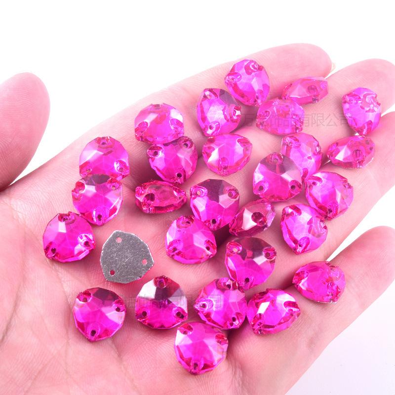 Glass Fat Triangular Flat Bottom Hand Sewn Drill, Neon Fluorescent Flat Buckle Rhinestone Jewelry Accessories Diy Clothing Accessories Sticker Drill