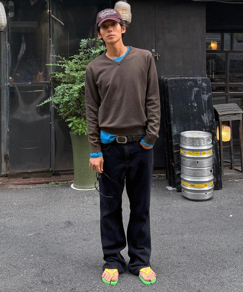 WEDNESDAY OASIS Washable Soft V-Neck Knit_Khaki Brown(Wcb6Kn104)