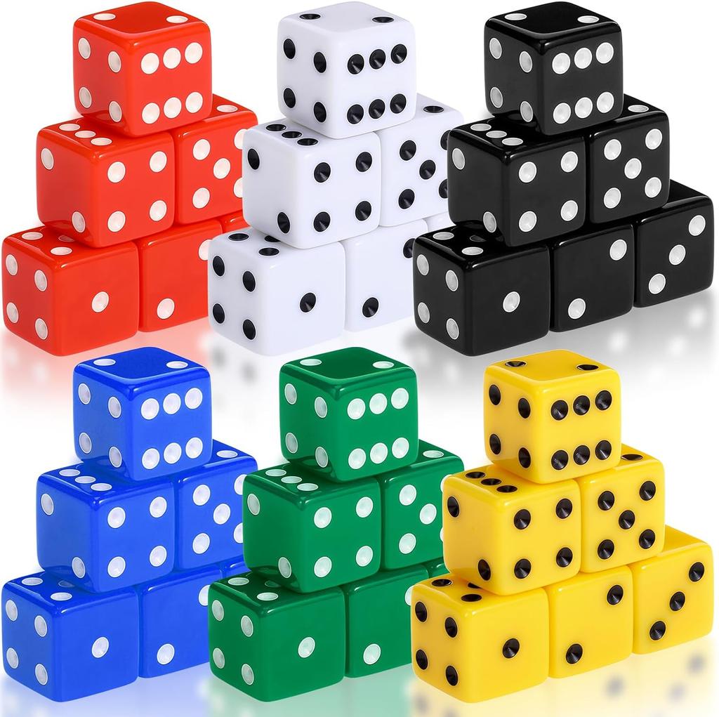 19mm Casino Theme Party Dice Sets Acrylic Large D6 Opaque Dice Bulk for Board Games Birthday Theme Party Supply 6pcs