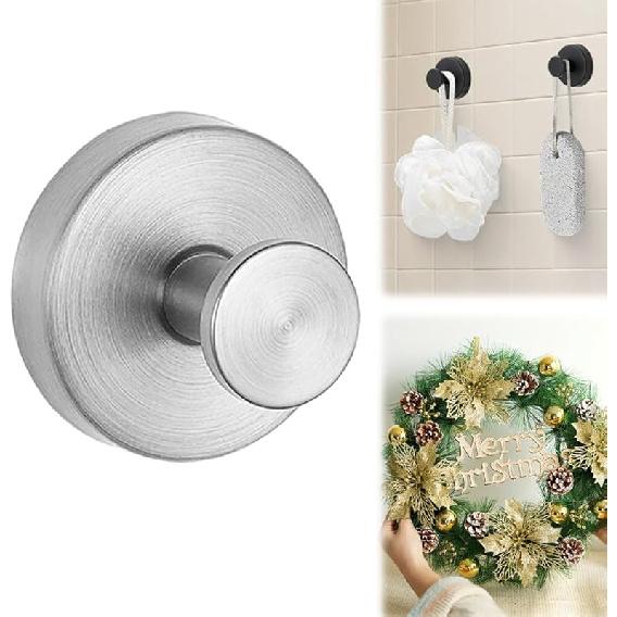 Suction Cup Hooks for Wreaths on Glass, 2025 New Model No-Drill Suction Cup Hooks, Wreath Hangers for Front Doors, Metal Towel Hooks for Showers
