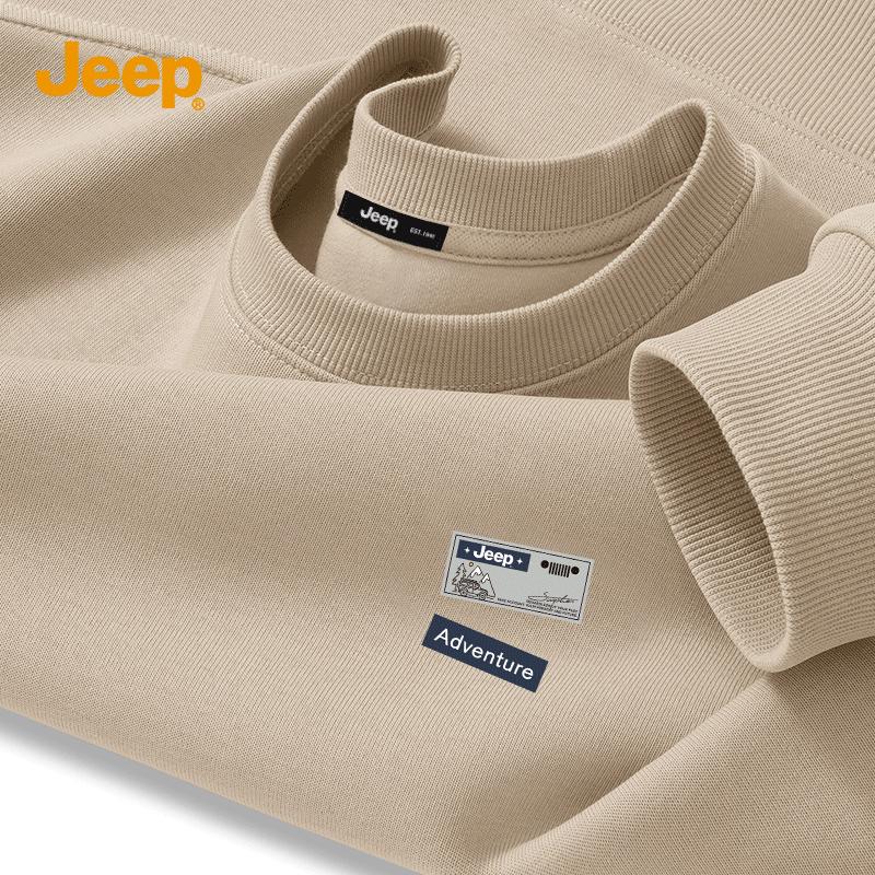 JEEP Men's 2026 Spring Loose Heavyweight Round Neck Sweatshirt