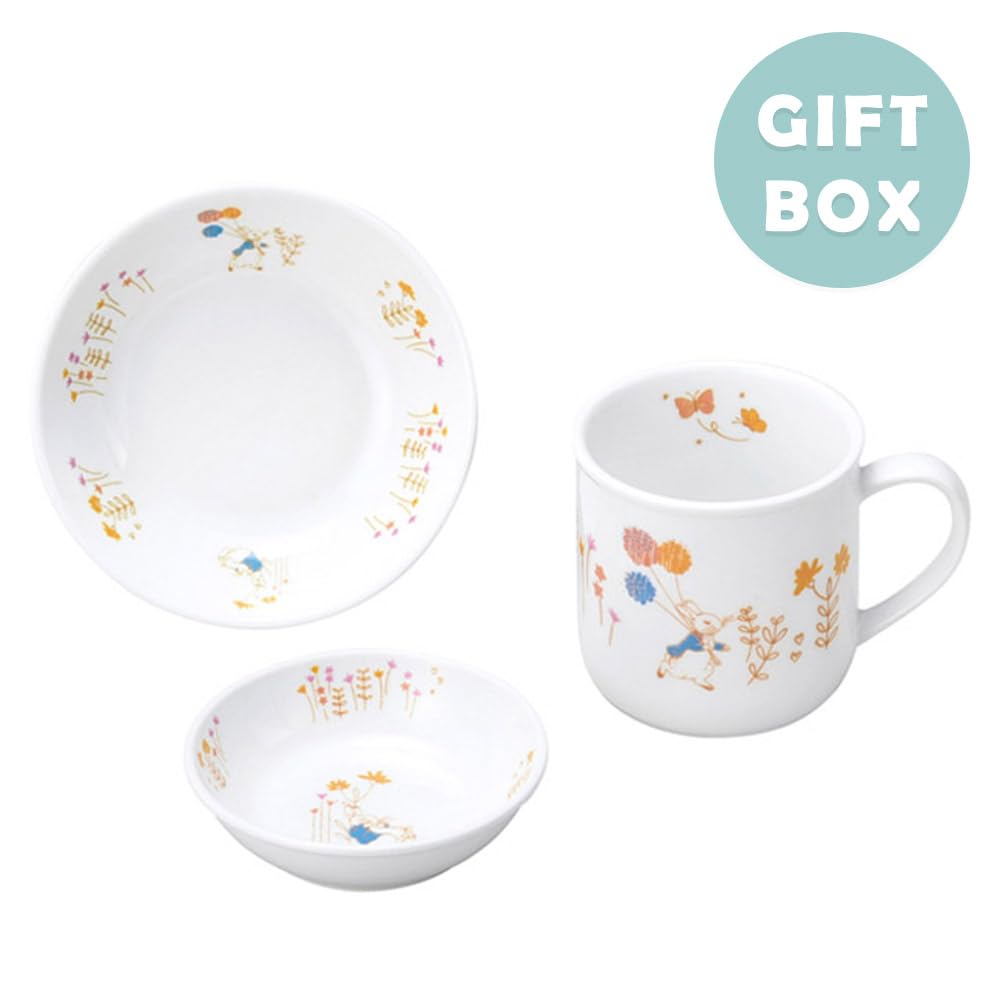 OGISO Peter Rabbit Adventure 3-Piece Reinforced Porcelain Dinnerware Set (Dishwasher and Microwave Safe)