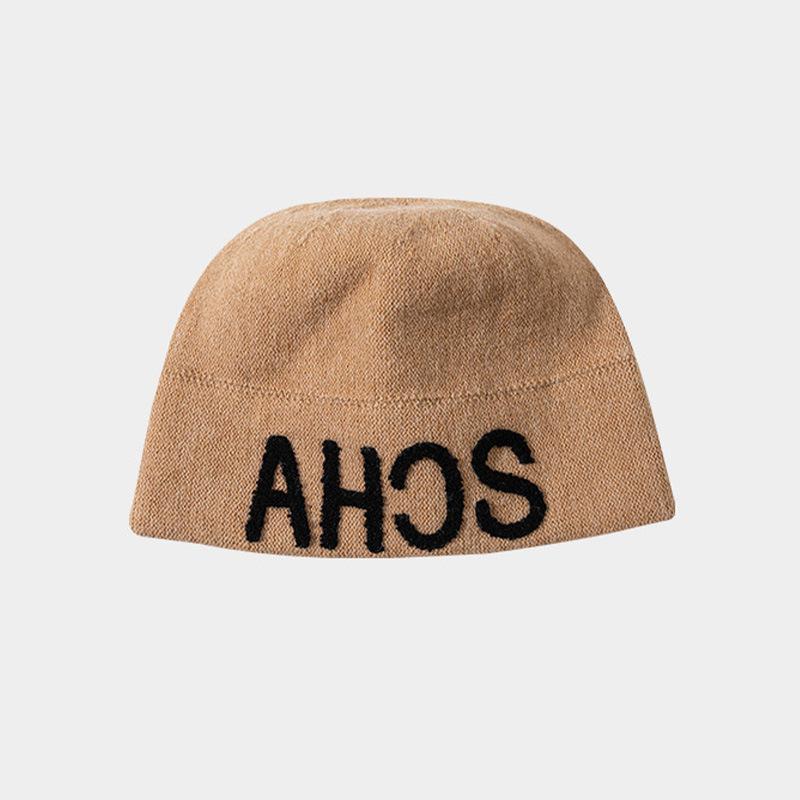 Korean version of Xiaoxiangfeng embroidered letter stack hat children's season warm knitted hat big head circumference showing face small cold hat