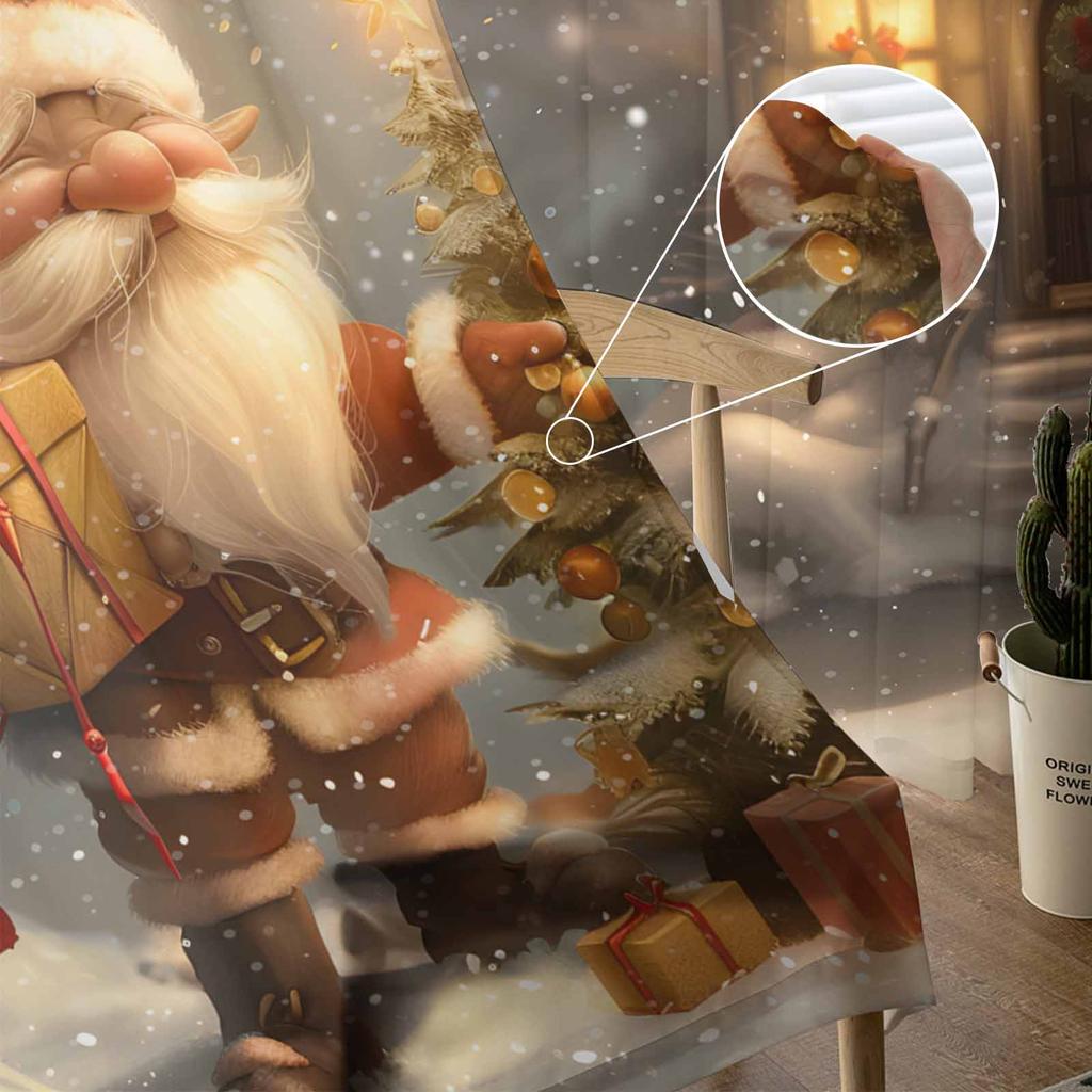 Christmas Dwarf Forest Snow Scene Cartoon Curtains For Living Room Bedroom Home Decoration Window Voile Tulle Curtain Drapes
