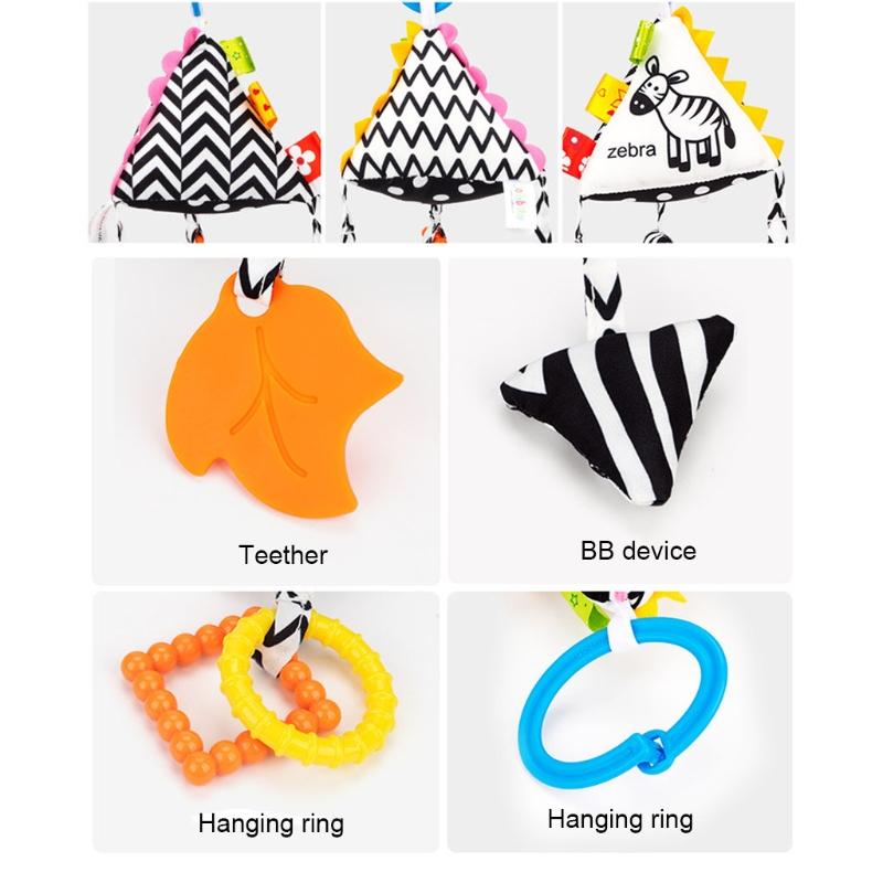 Jingle Toy for Stroller Bed Bell Hang the Baby's Bedside to Soothe Wind Chimes Clinking Rings & Silicone Teether