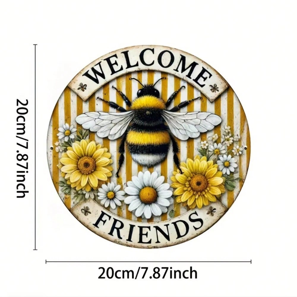 Metal Wall Art Welcome Bee Sign Vintage Home Bar Decor