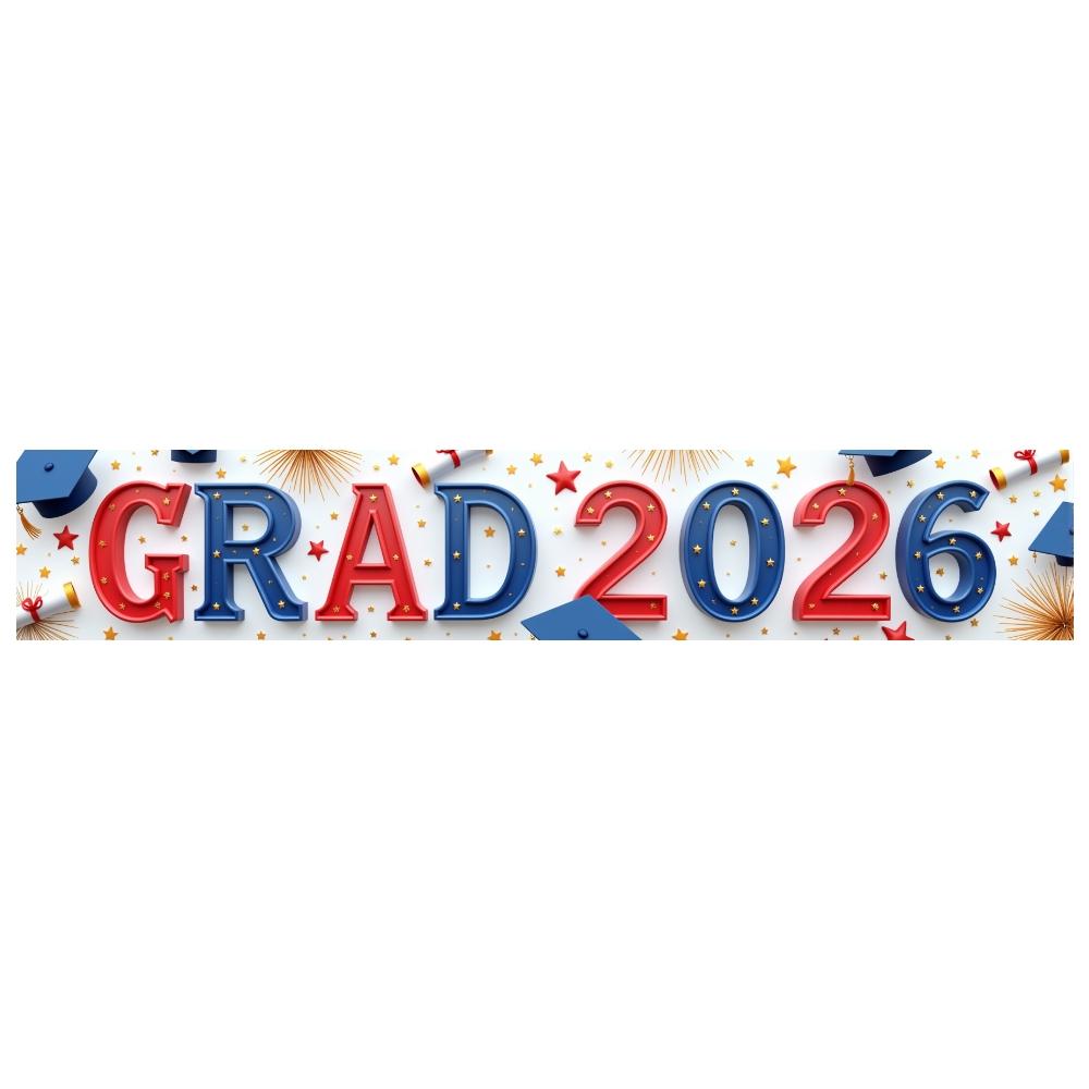 Grad Event Banner Graduation Caps Grad Party Background Senior Grad Backdrop Red And Blue For Graduation Ceremony Graduation