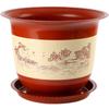 Vaso Fioriera Grande Resistente in Resina con Sottovaso - Aspetto Ceramica Fatto a Mano per Balcone o Scrivania