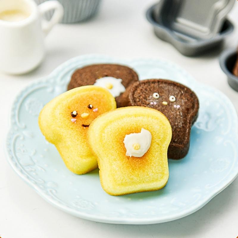 1/6Pcs Toast Bread Pattern Carbon Steel Cake Mold Madeleine Muffin Cake Pan Jam Sandwich Dessert Kitchen Accessories Gadgets