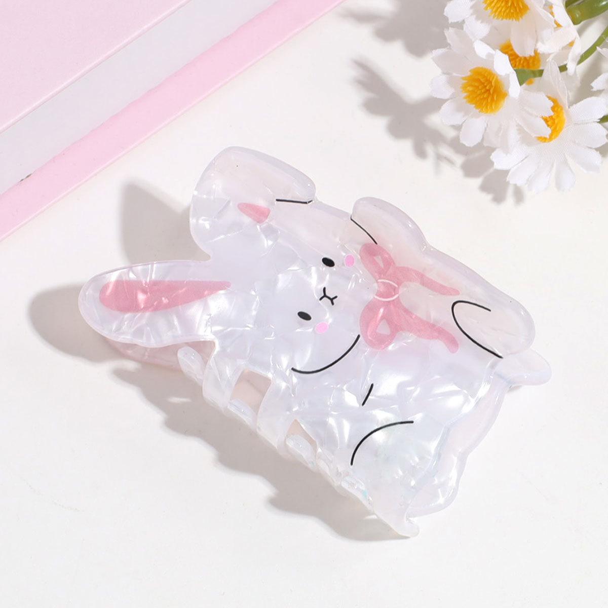 

1 шт. Милая и нежная розовая заколка-краб с бантом в виде кролика, мультяшная заколка для хвостика, сладкая заколка-акула для волос на затылке