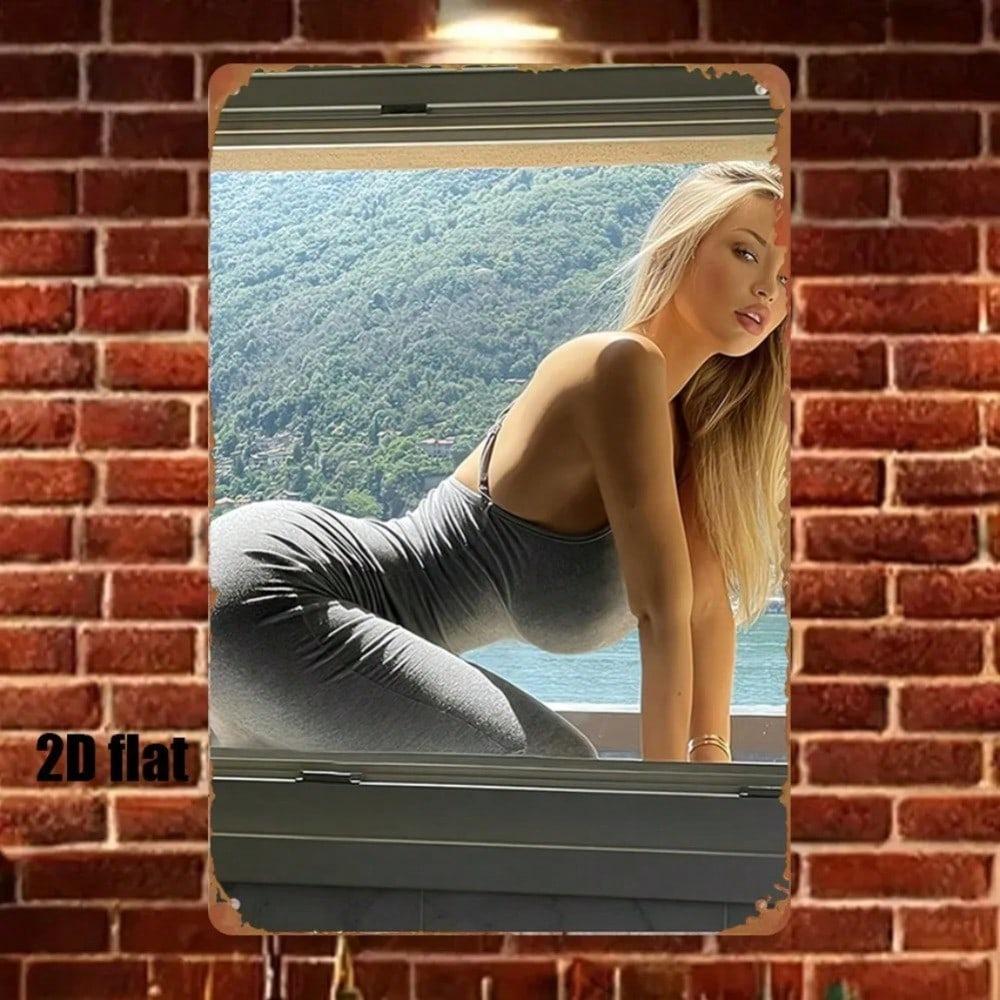 Sexy Woman Vintage Tin Sign 8x12 Inch Rustproof Metal Wall Art For Bedroom Bar Man Cave Garage Home Decor