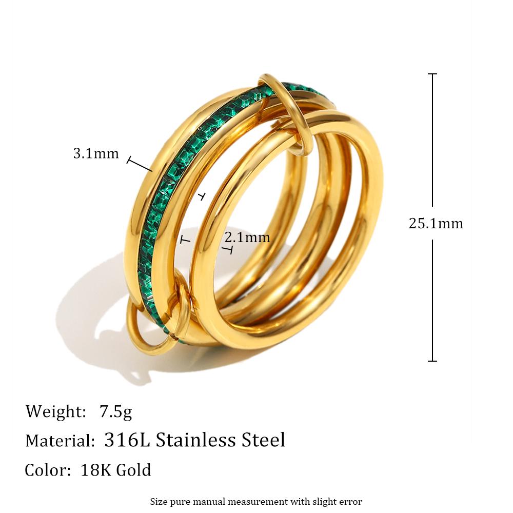 

MamacitaSlay Unique Cool Zircon Three/Our Fingers Chain Shape Variable Rings Stainless Steel Trendy Accessories Women Men Gifts 8