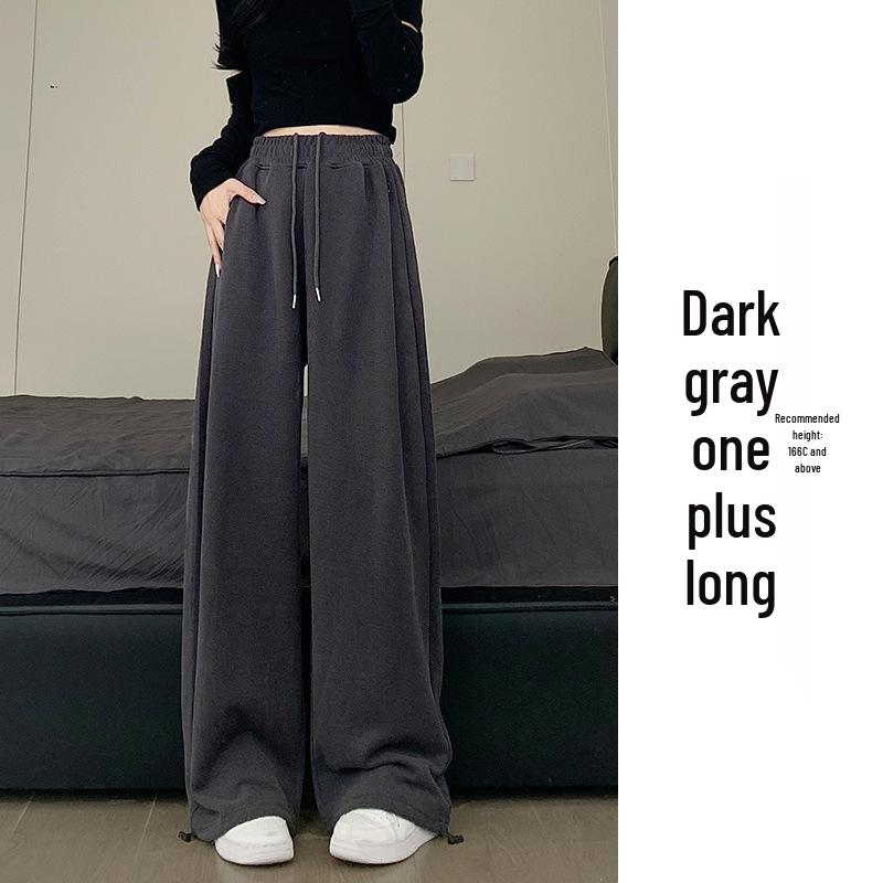 2024 Damen Weiß-Grau Hochtailliert Locker Weitbein Lässige Schlankmachende Jogginghose