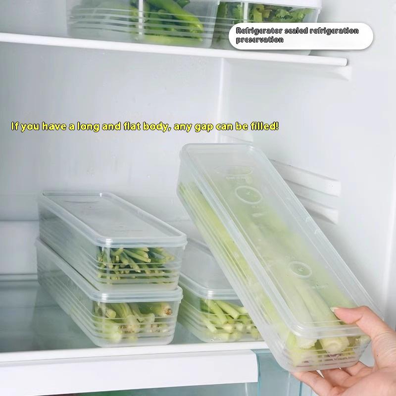 1/4Pcs Long Rectangular Food Storage Containers Plastic Reusable Refrigerator Organizer Boxes Kitchen Accessories