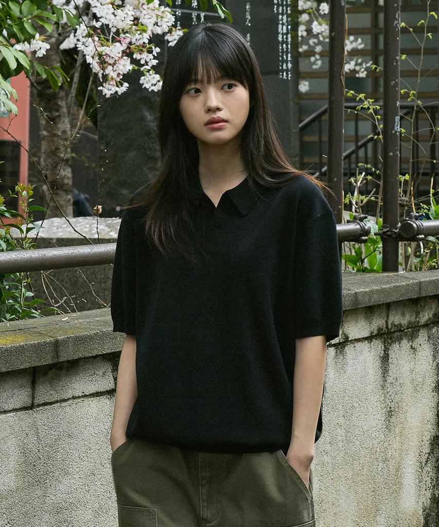 MINIMALPROJECT Linen-Like Cool Dry Open Collar Knit Mnt108 / 6 Colors