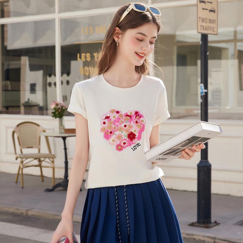 Bailuyu Embroidered Beaded Short Sleeve T-Shirt