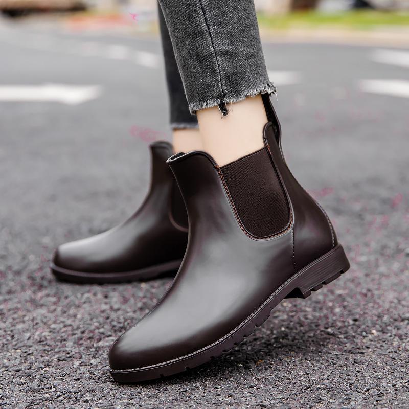 New rain shoes short tube women's fashion trend non-slip water shoes wear adult rubber shoes waterproof rain boots