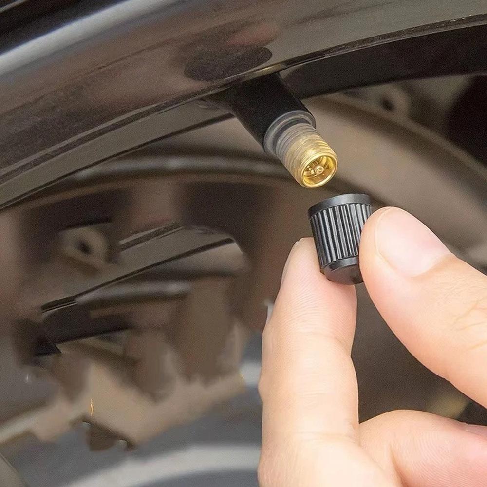 Universal Plastic Tire Valve Stem Caps with Rubber Ring Black Dustproof Air Valve Cover for Car Motorcycle Bike Wheel Tyre Valve Stems 1