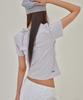 Leondeondada Stud Mesh Halter Layered T-Shirt, Cloud