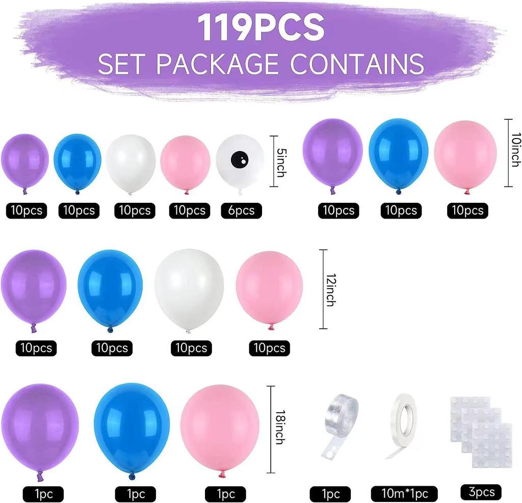 Purple Pink Balloon Set Halloween Eyes Matte Metal Balloon Wreath Birthday Party