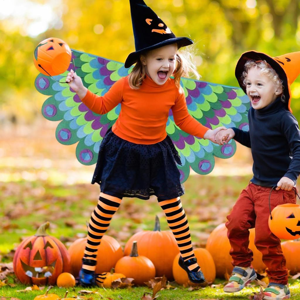 Bird Wings for Kids Gradient Color Costume Wings for Children Skin-Friendly Peafowl Costumes Colorful Wing for Halloween