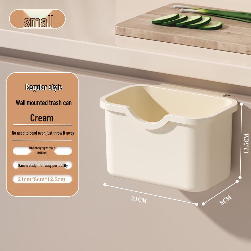 Large Wall-Mounted Kitchen & Bathroom Trash Bin with Sliding Lid