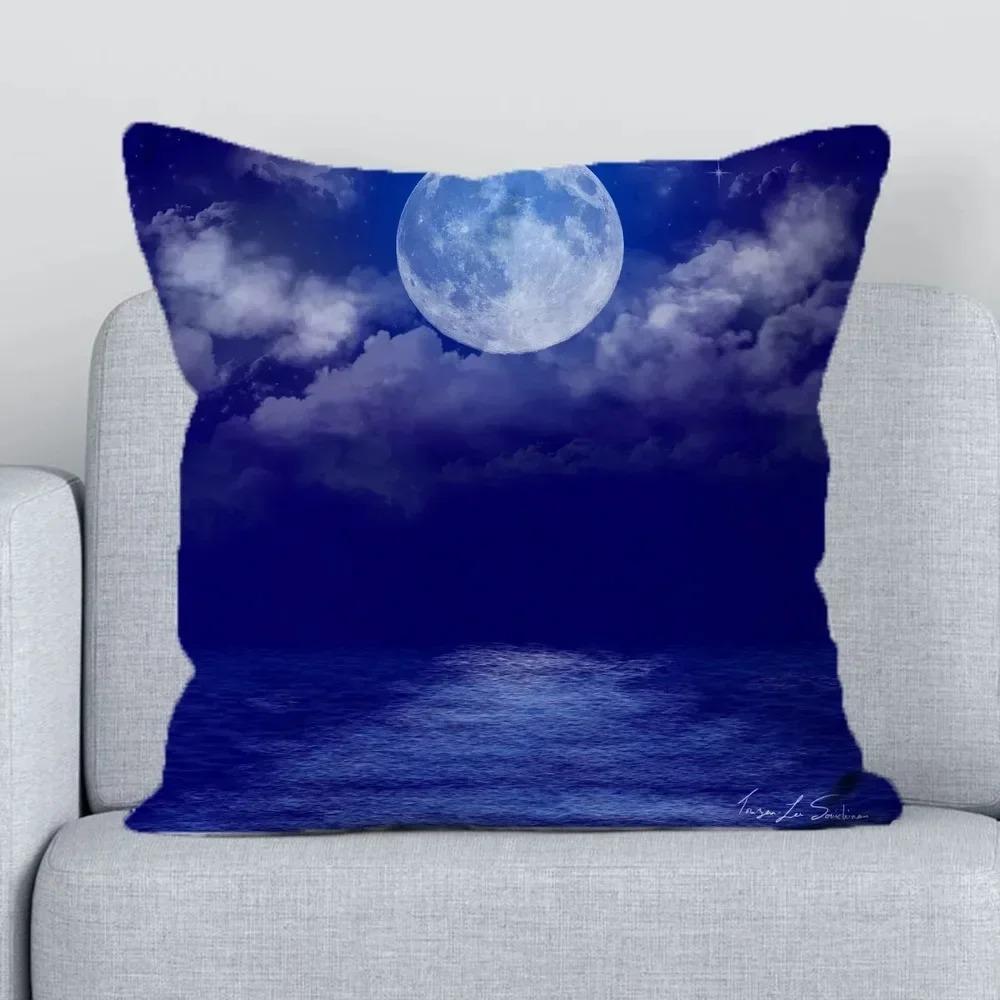 Forest Moon Pattern Decorative Pillow Cover Car Sofa Square Cushion Pillow Cover