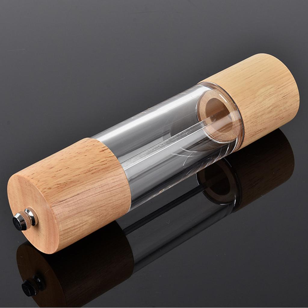 Manual Pepper Grinder Multifunctional Efficient Grinding Oak   Acrylic Pepper Mills Shakers