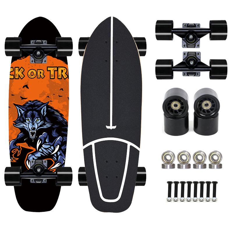 Thailand Maple Big Fish Board Single Upturned Skateboard Walking Board Land Surfboard Brush Street Board Four
