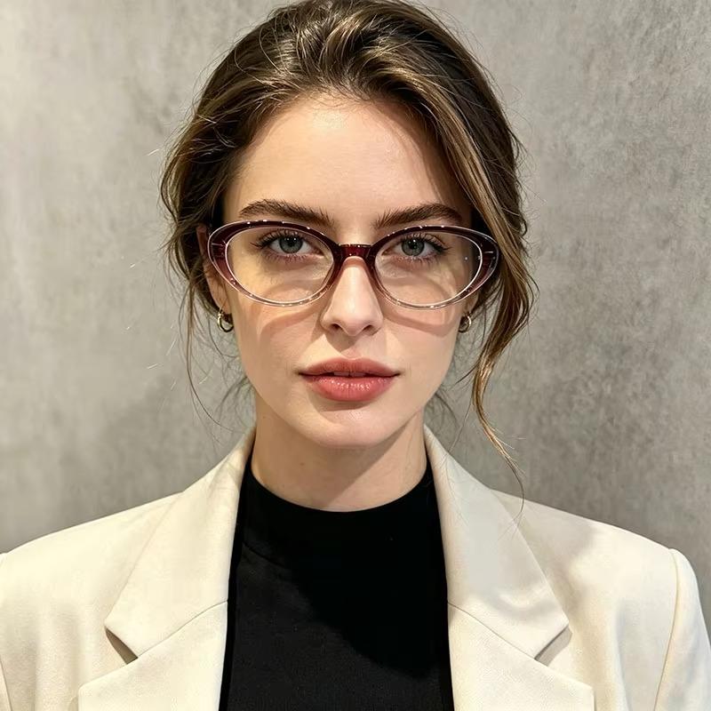 Retro Brand Designer Small-Frame Oval Presbyopia Glasses High-Quality Metal Chain-Leg High-Definition Women's Reader Eyewear