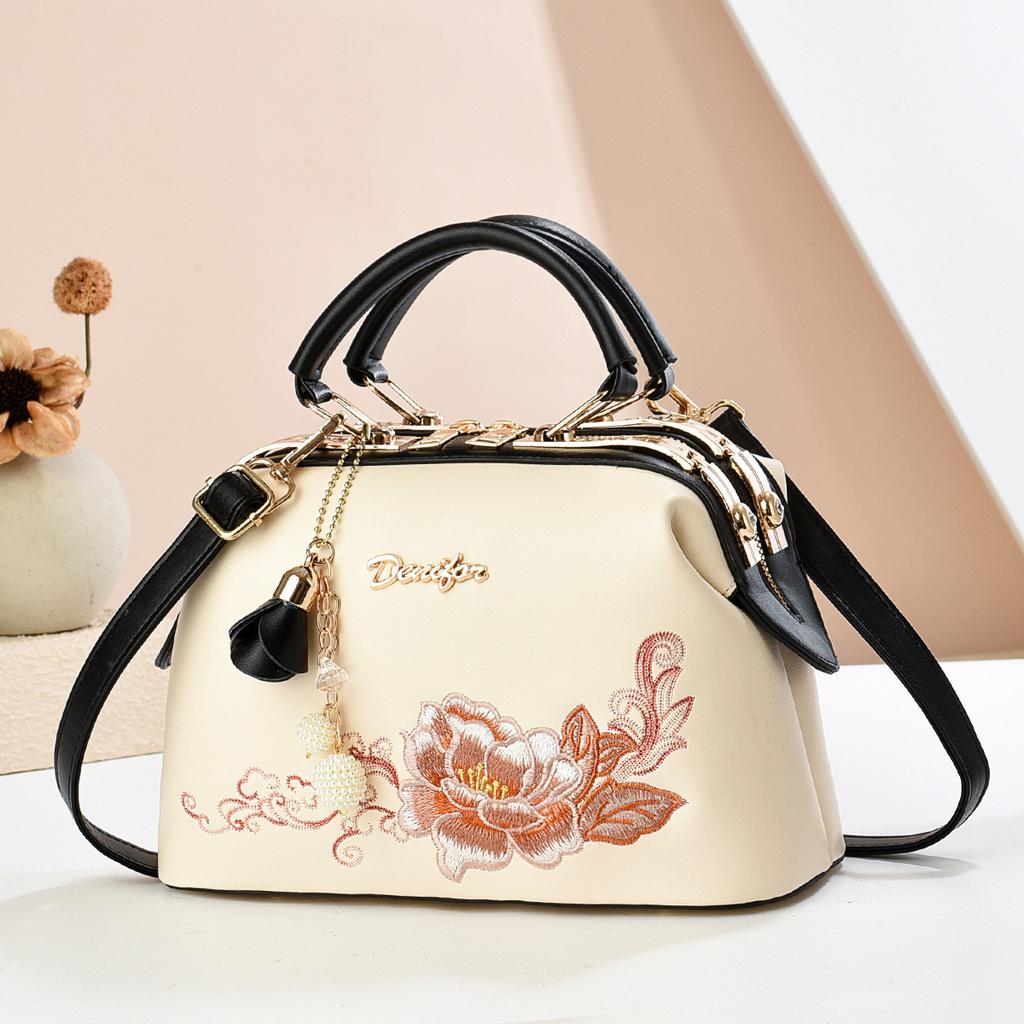 Bag Women's Embroidery Bag New Shoulder Crossbody Handbag Women's Premium Atmosphere Bridal Wedding Bag Mom Bag