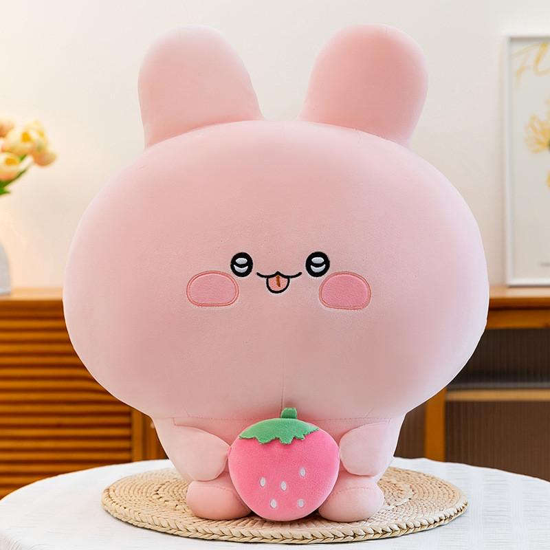 Plush Strawberry Rabbit Pillow With Soft Plush For Girls Gift And Comfort
