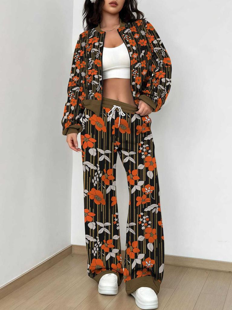 Grid New Autumn And Winter New European And American Women'S Clothing Striped Printing Suit Women