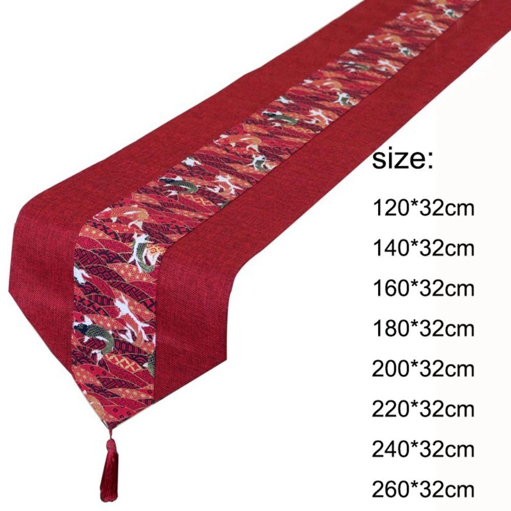 Vintage TableCloth with Tassel Table Cover Table Flag Red Chinese Style Table Runner  Wedding Party