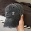 Korean Bow Embroidered Baseball Cap For Women Girl Washed Cotton Summer Outdoor Sunscreen Hat Solid Color Adjustable Hats
