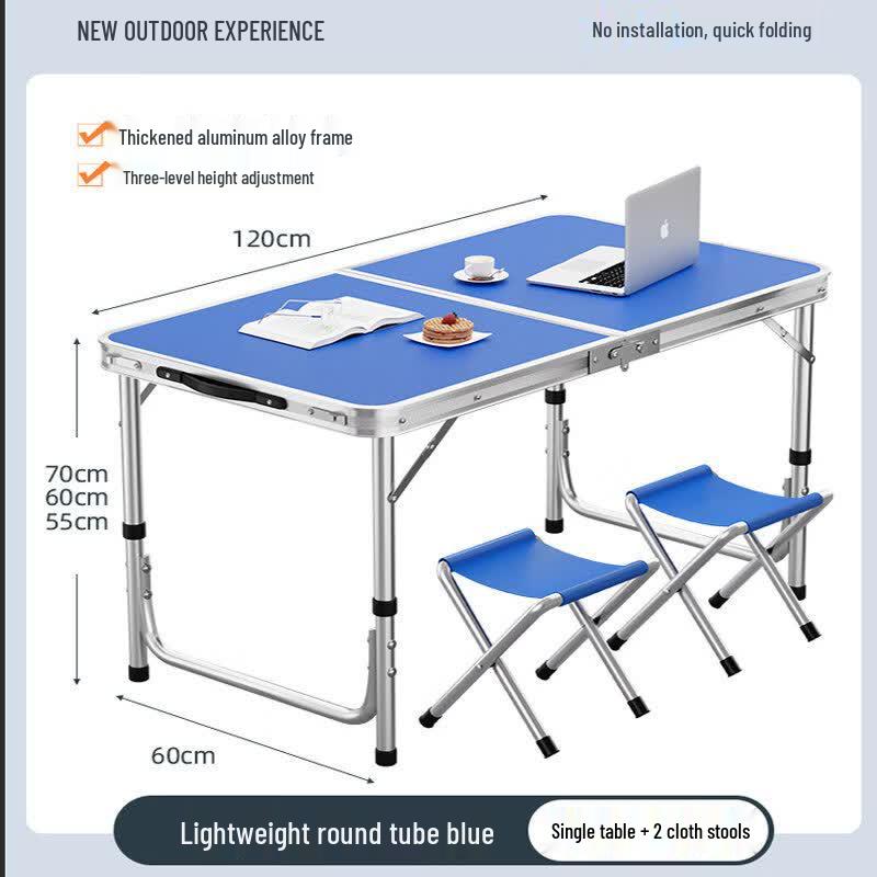 Folding Outdoor Table Set with 2 Stools