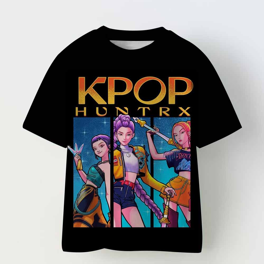 Children T-shirt for Boys Girls Fashion Anime Movie Tees Kids KPop Demon Hunters Huntrix Funny Short Sleeve T Shirt Gifts