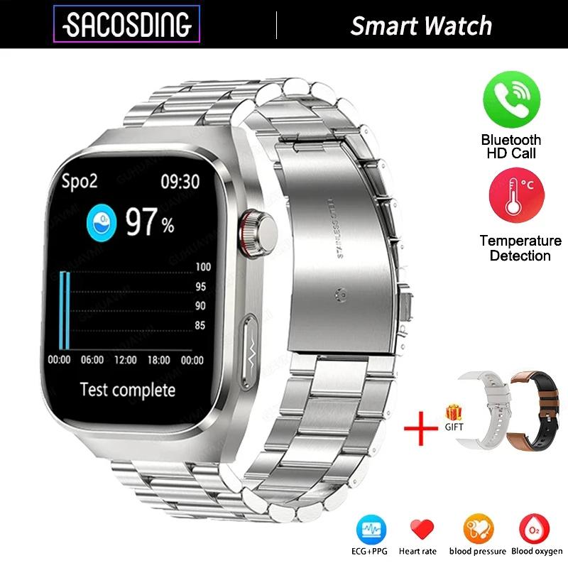 SACOSDING Smartwatch ECG+PPG Połączenie Bluetooth 2,04” HD Tętno Tlen we Krwi Ciśnienie Krwi Temperatura Ciała Sport Fitness Smartwatch