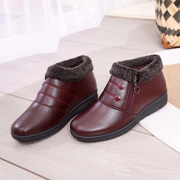 2025 One-pedal Velvet Cotton Shoes To Keep Warm Mother Shoes Non-slip Thickened Middle-aged and Elderly Cotton Shoes Flat-bottomed Non-slip Grandma S