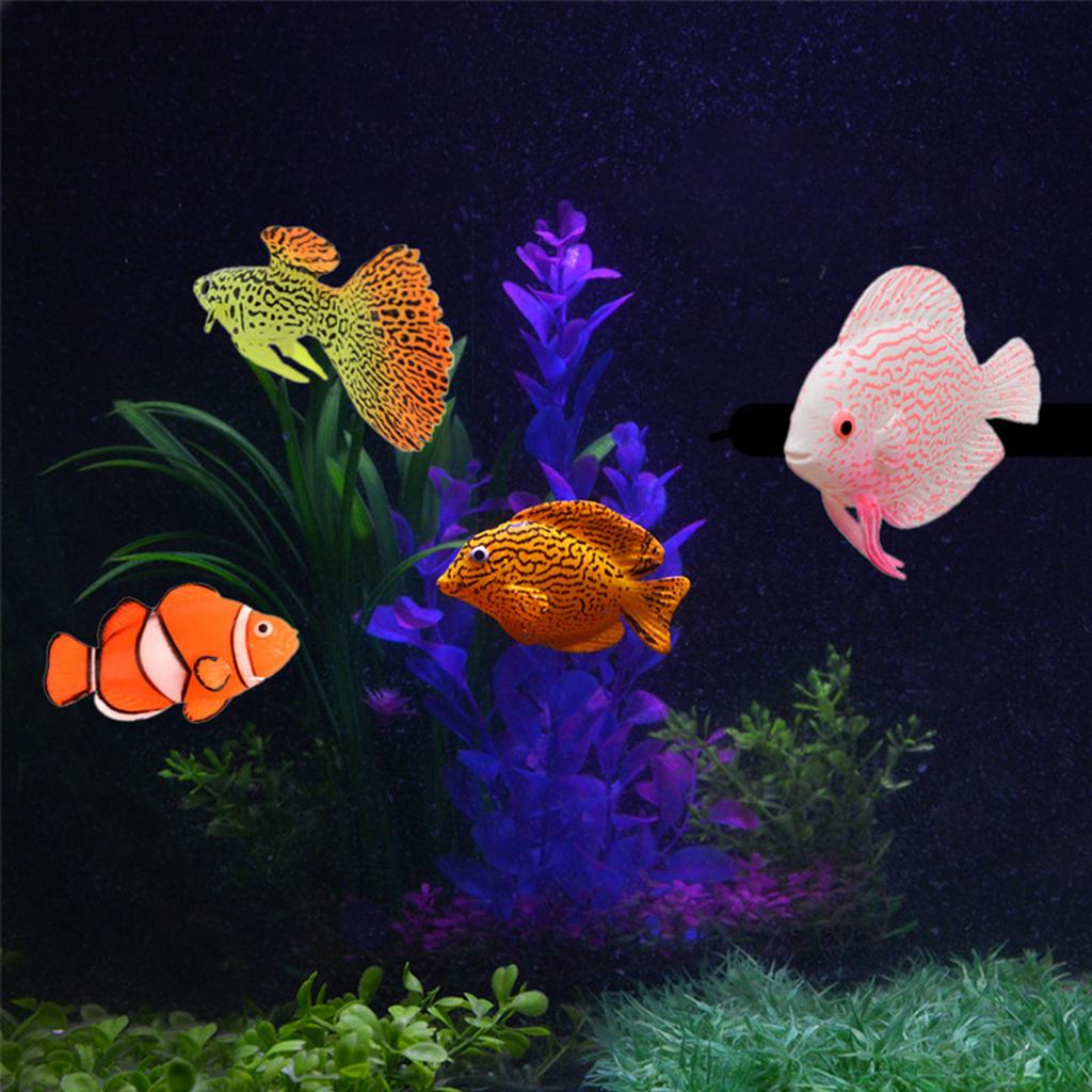 Artificial Silicone Fish for Aquarium Freshwater Saltwater for Tank Decoration Moving Floating Lifelike Tropical Fish