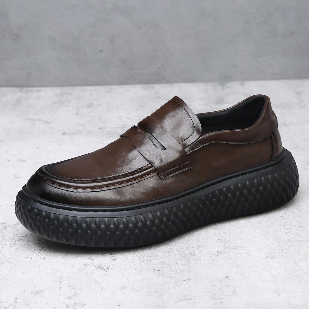 Spring Autumn New Designer Business Casual Shoes for Men Fashion Casual Cow Leather Shoe Male British Style Platform Loafers Man