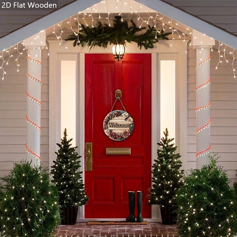 2D Flat Art Wreath Wooden Sign 1pc Welcome Wreath Round Sign, Suitable for Doorway Wall Closet Hanging Decoration Ideal Home Dec