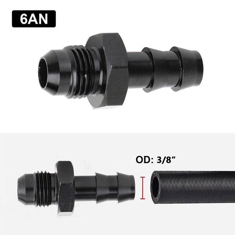 1pc Universal Aluminium Fitting Male 6An An-6 To 3/8" Hose Barb Adapter AN6 6AN -6AN 3/8 Push Lock Automobiles Accessories